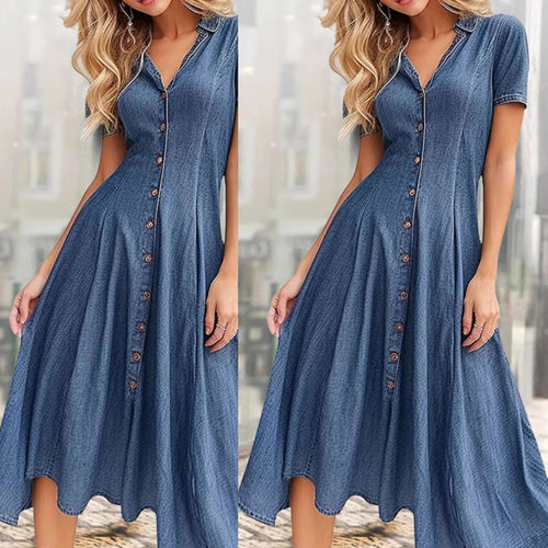 Amarae women's buttoned midi denim dress