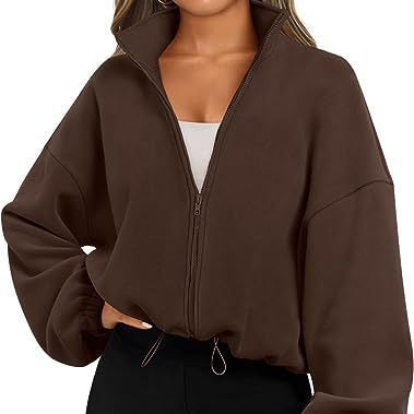 Casual zip fleece sweater for women with high collar Amarae