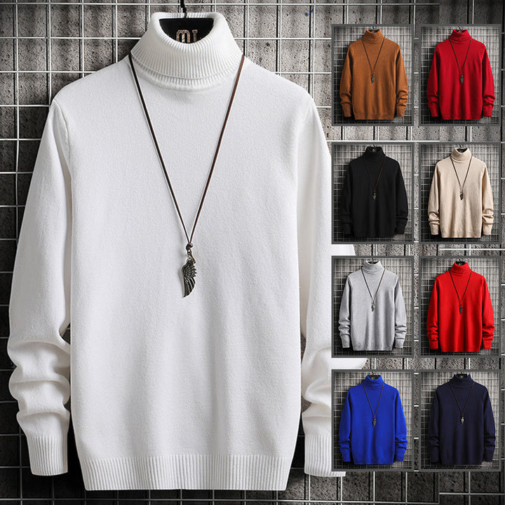 Elegant turtleneck sweater for men in fine cotton with textured design Lune London