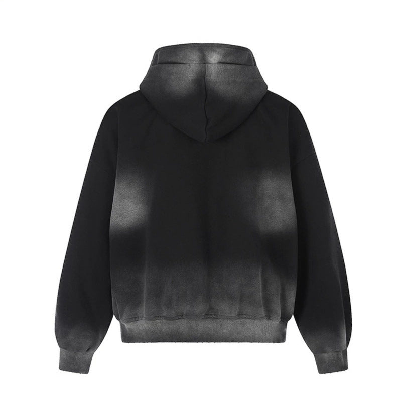 Unisex Hoodie Zip Jacket with Ombre Dyeing, Oversized Silhouette and Kangaroo Pockets Amarae