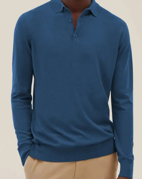Elegant polo for men in breathable cotton blend with button placket Lune London