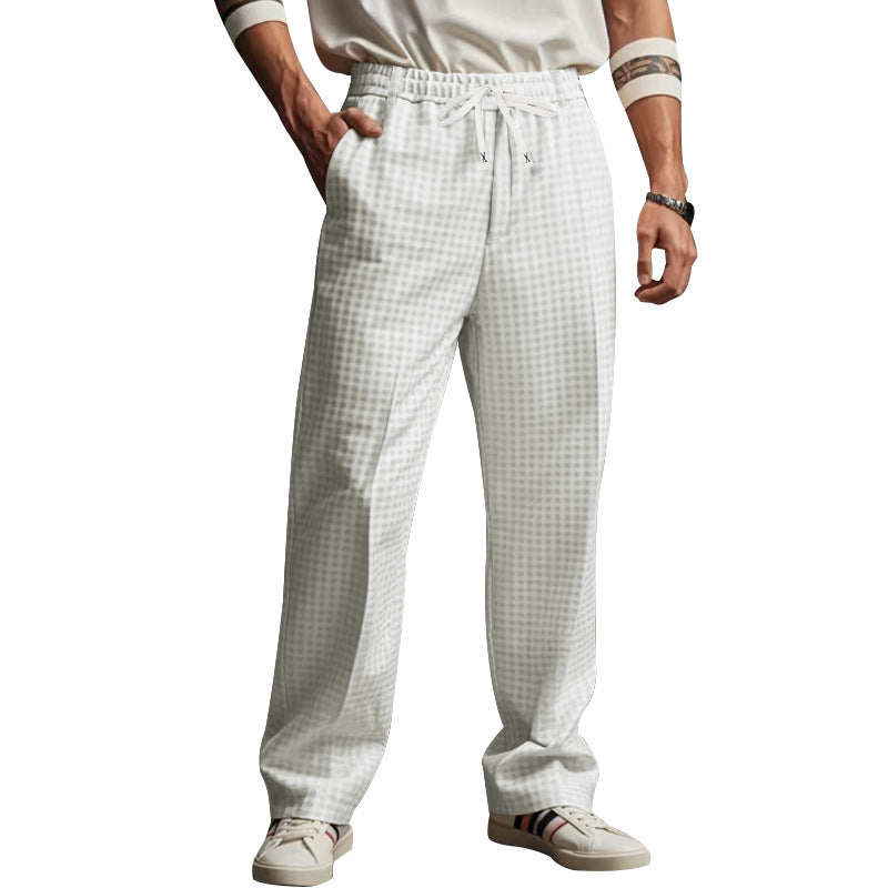 Casual pants for men with a modern plaid pattern and an elastic waistband Lune London