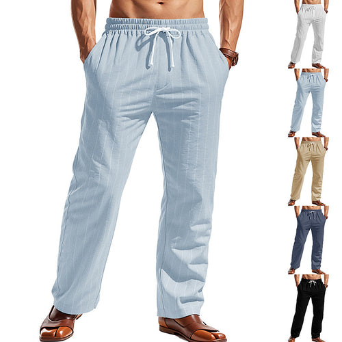 Casual pants for men with elastic waistband and striped pattern Amarae