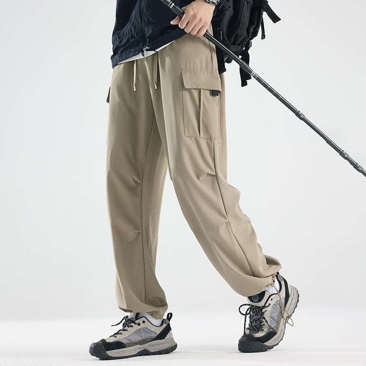 Men's Wide Tech Cargo Pants with Utility Pockets and Adjustable Waist Amarae