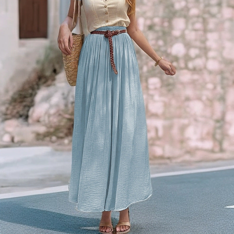 Long Maxi Dress for Women with Elastic Belt and Fluid Fabric Lune London
