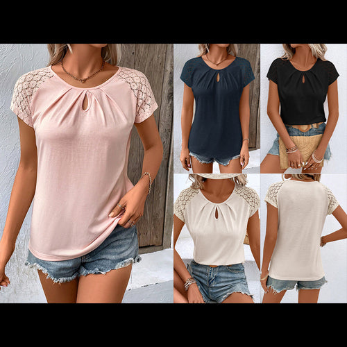 Ladies elegant top with lace and keyhole neckline Amarae