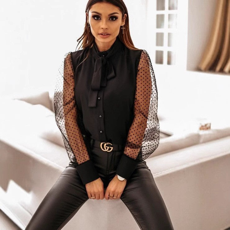 Women Elegant blouse with transparent sleeves Lune London