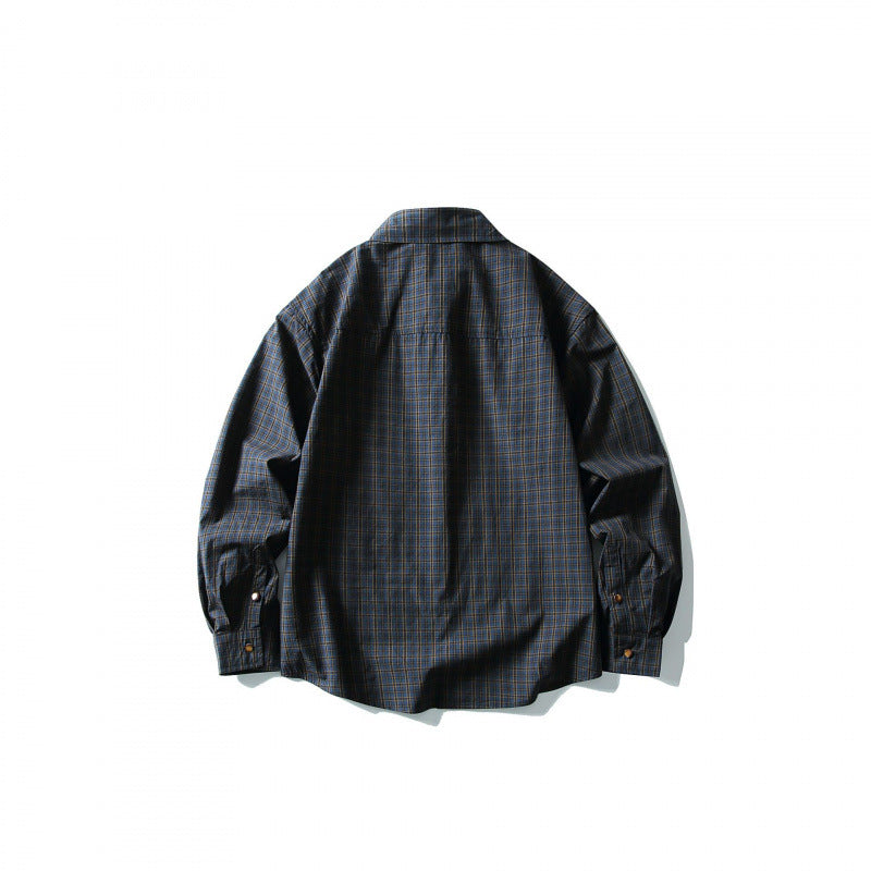 Men's overshirt in check pattern with front pockets and snap button placket Amarae