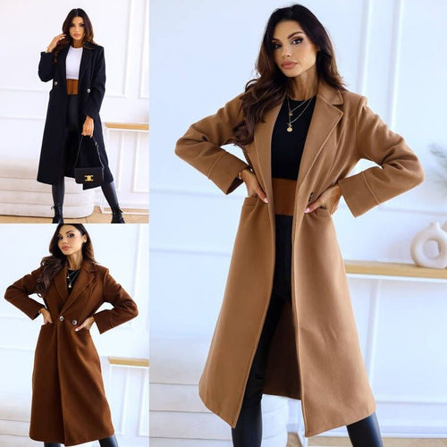 Timeless wool coat for women with an elegant lapel and practical pockets Amarae