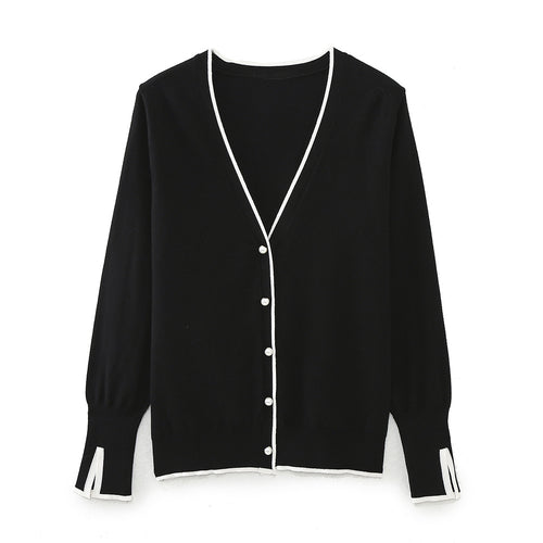 Elegant women's cardigan knit with contrasting details Amarae