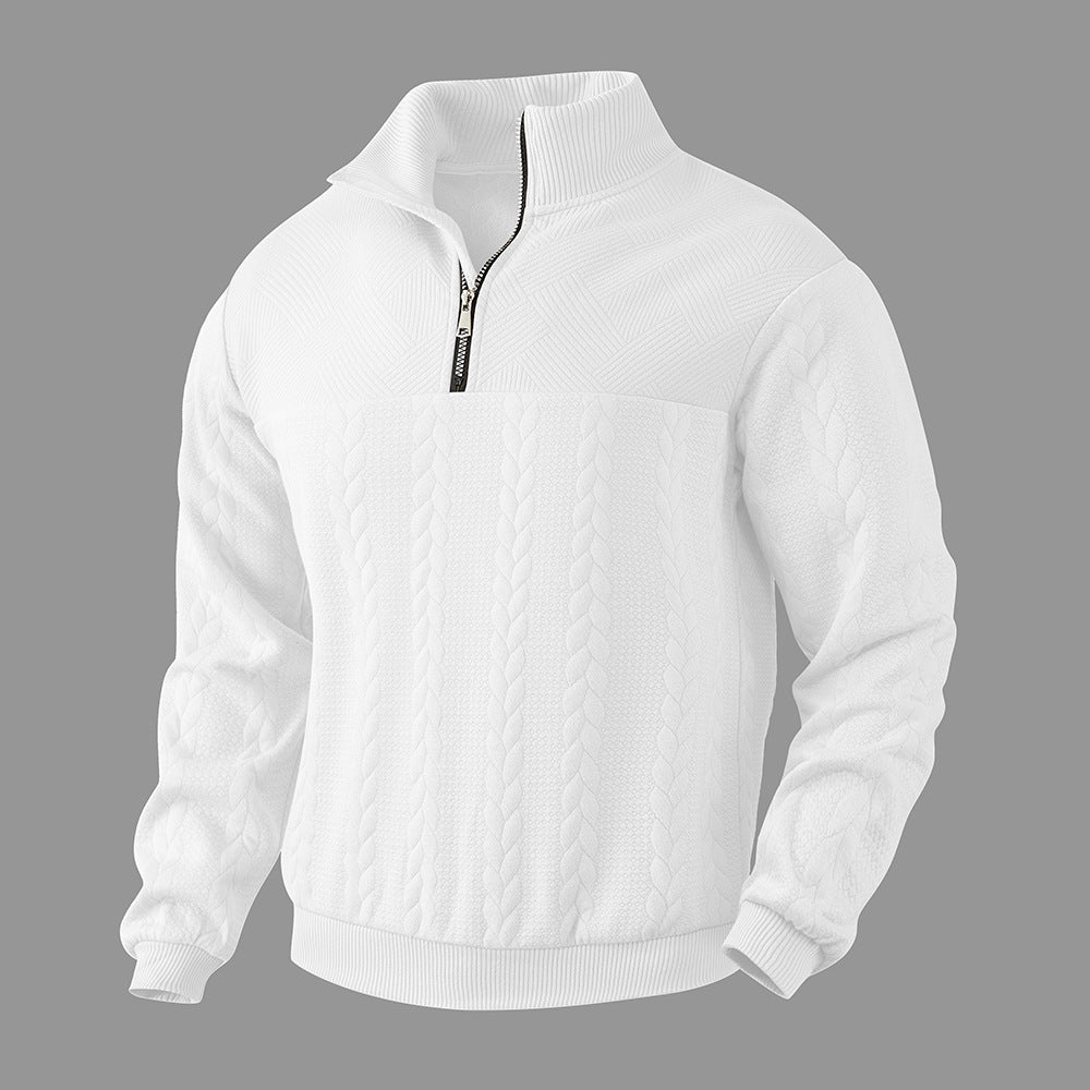 Fleece sweater for men with high collar and textured design Amarae