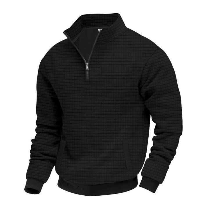 Sporty fleece pullover for men with half-zip Lune London