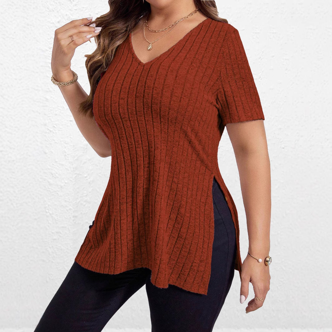 Chic Textured V Neck Women's Tunic and Style