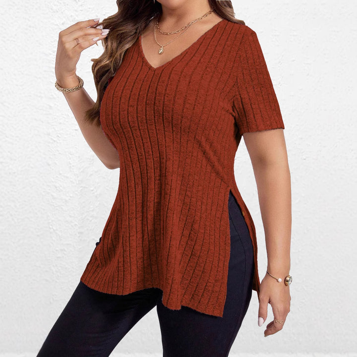 Chic Textured V Neck Women's Tunic and Style