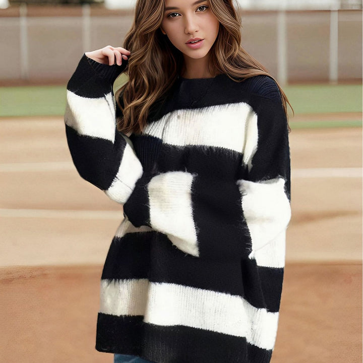 Ladies decorative striped sweater Lune London