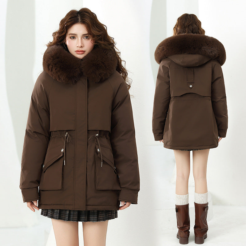 Ladies trendy winter jacket with removable hood and high-quality faux fur Lune London