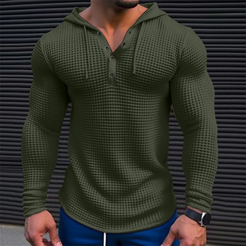 Men's Hooded Sweatshirt with Structured Design and Chic Collar