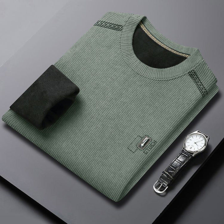 Modern pullover for men with round neck, featuring ribbed structure and stylish contrasting collar Lune London