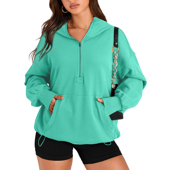 Women's Oversize Half-Zip Hoodie with Kangaroo Pocket Amarae