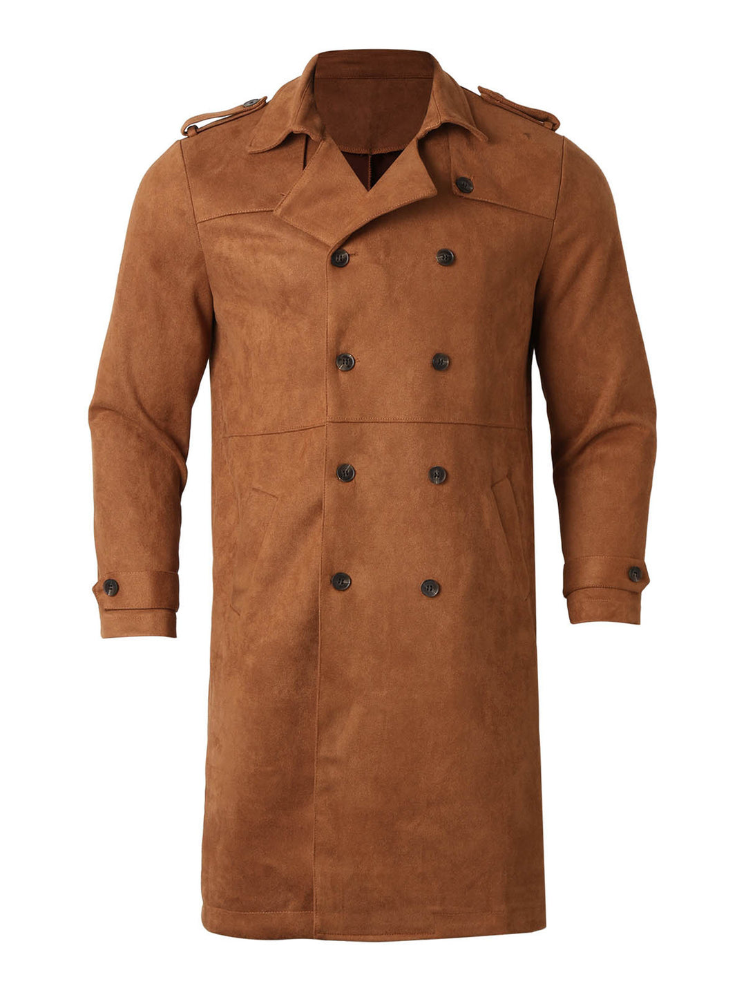Elegant suede trench coat for men with double-breasted buttons and practical pockets Lune London