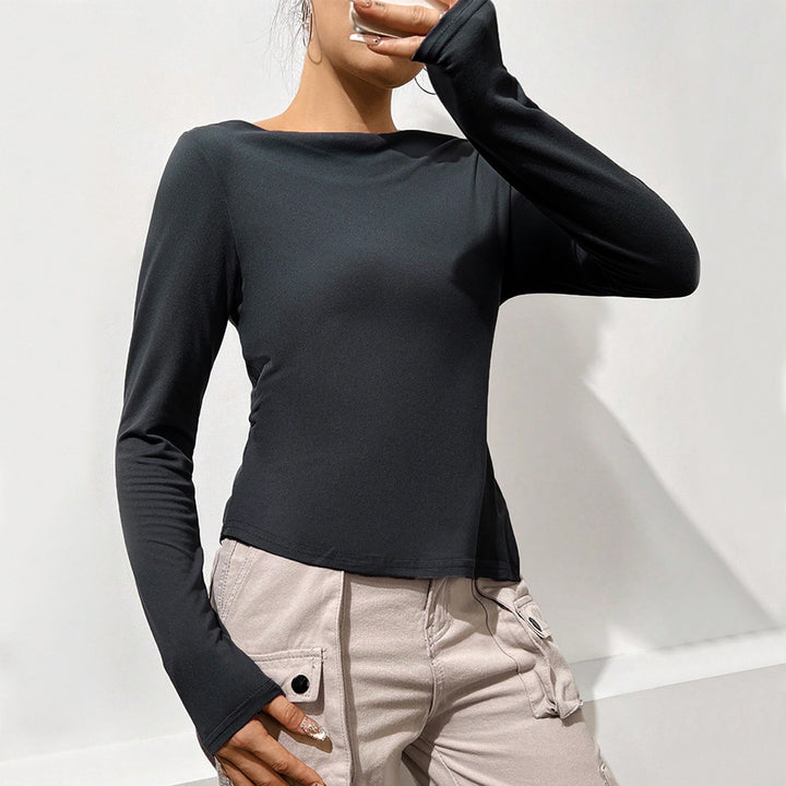 Blouse à manches longues pour femmes avec col cascade décontracté et partie arrière élégante Chic & Stil