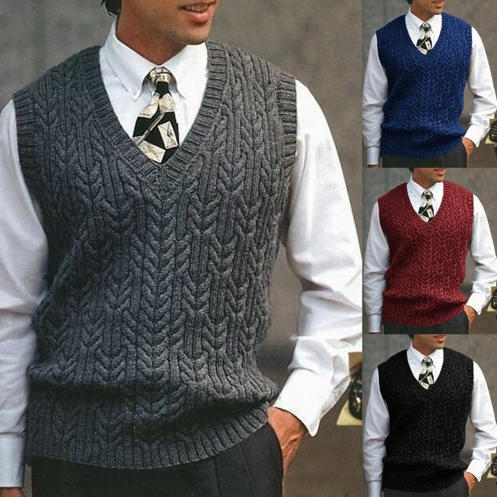 Knitted vest for men with cable knit pattern all over Lune London