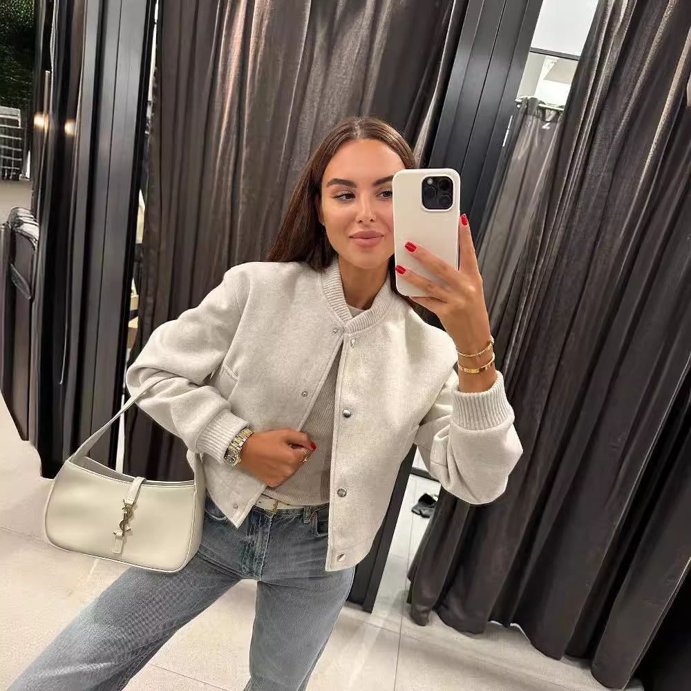 Casual bomber jacket for women in high-quality wool blend Lune London