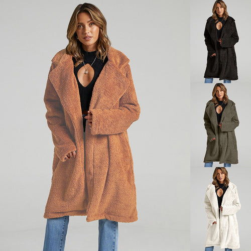 Ladies Long, soft Teddy coat with Amarae revers