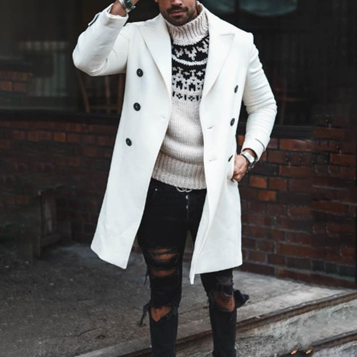 Elegant long-cut men's coat with double-breasted buttons Lune London