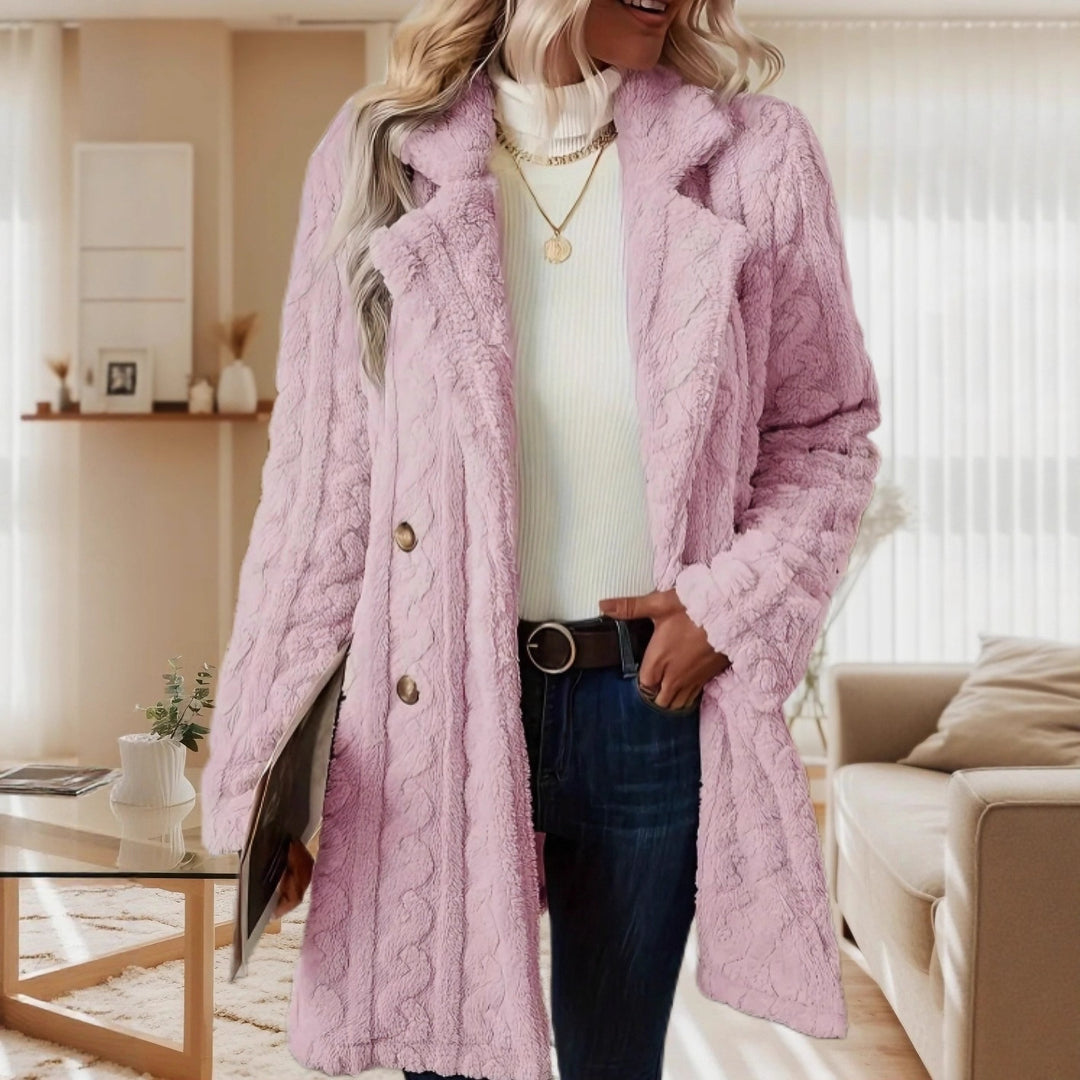 Ladies Elegant Knit Coat with Double Sewn Buttons Lune London