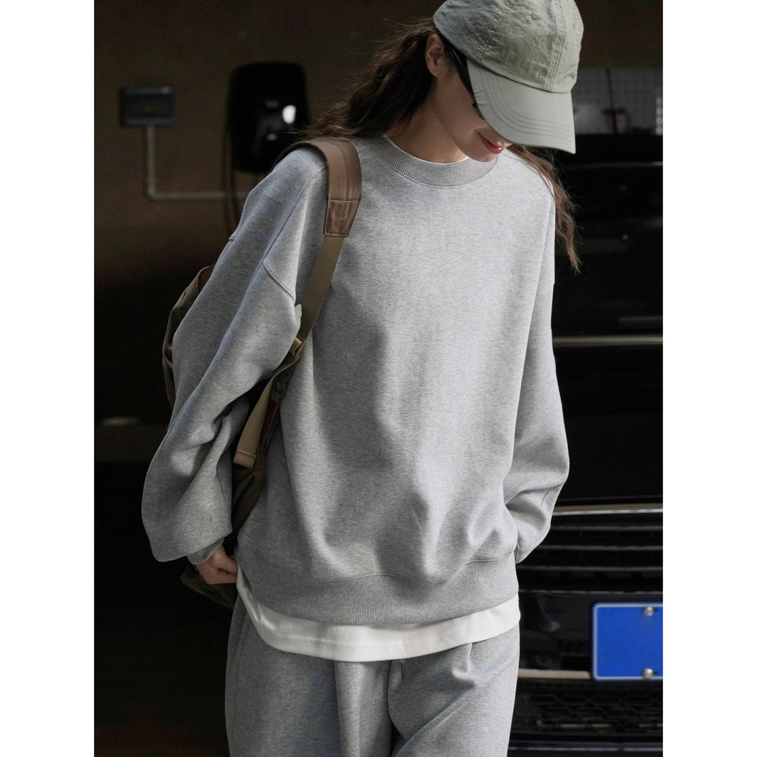 Women's Relaxed Sweat Pullover with Reinforced Crew Neck and Cotton Fleece Amarae