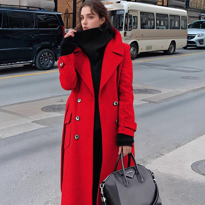 Ladies Classic Double-Breasted Wool Coat Amarae