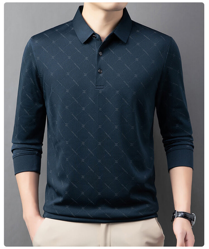 Men's Long Sleeve Polo with an innovative pattern and breathable properties Lune London
