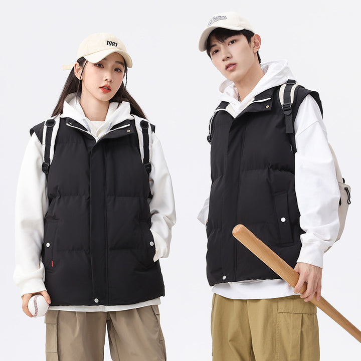 Women Padded Quilted Vest with Teddy Lining, High Stand-Up Collar and Two-Way Zipper Amarae