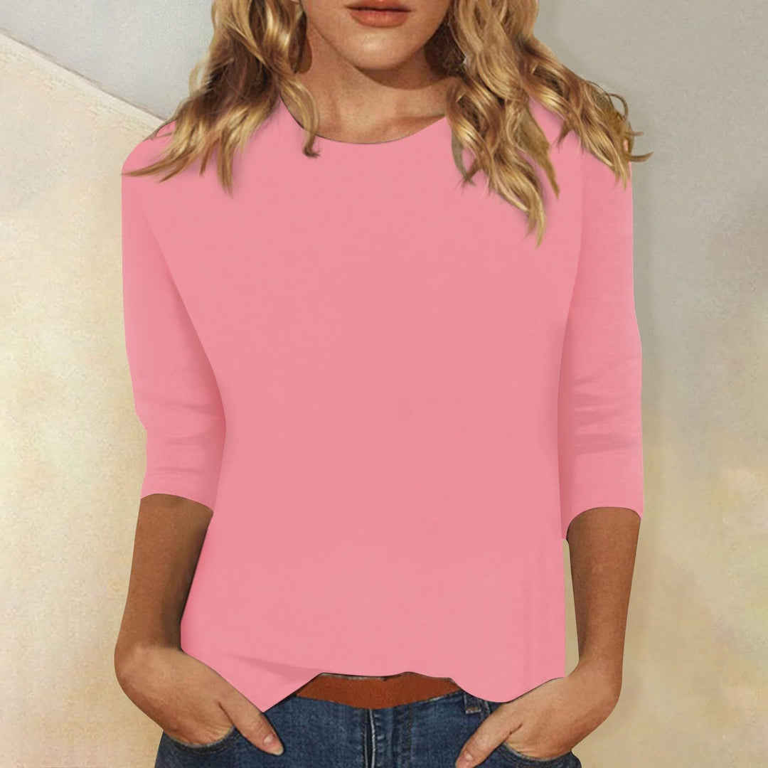 Women's Casual Top with 3/4 Sleeves and Round Neck Lune London