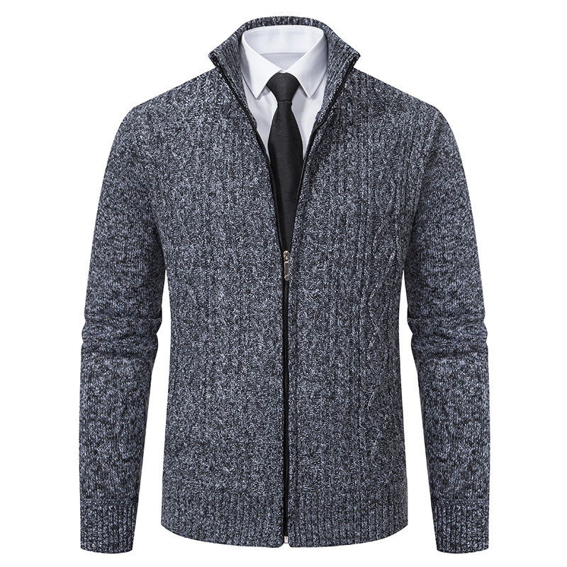Knit jacket for men with high collar and textured pattern Lune London
