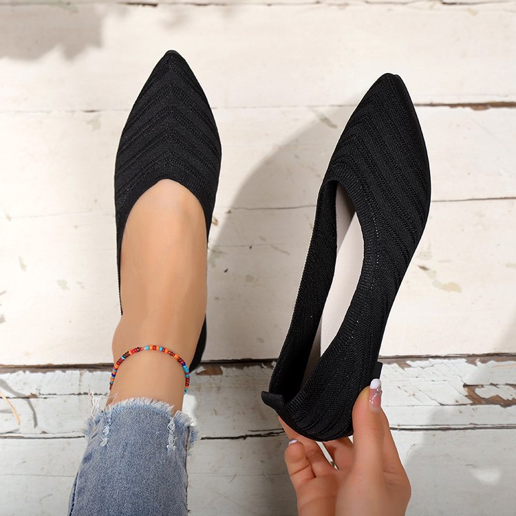 Women Elegant Lace Ballet Flats with Fashionable Knitted Design Lune London