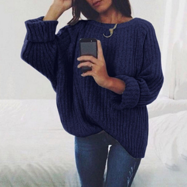 Oversized knit sweater for women with textured ribbed pattern and relaxed fit Lune London
