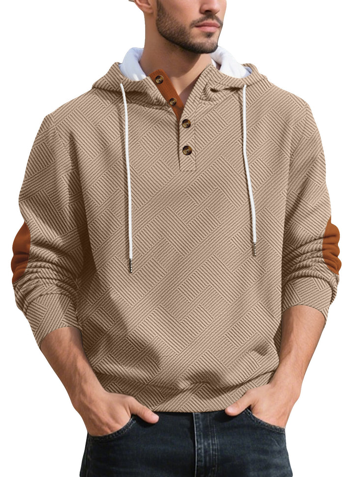 Trendy hooded sweater for men in textured material with chic and stylish accents