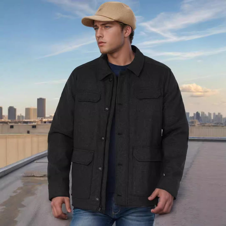 Multifunctional utility jacket for men with large pockets Lune London