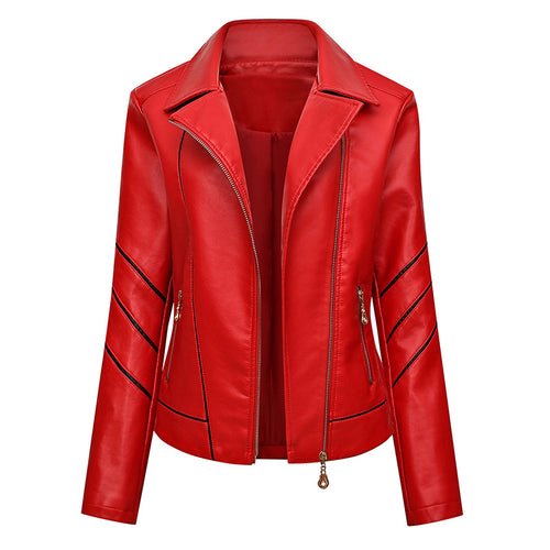 Elegant faux leather jacket for women with refined accents Amarae