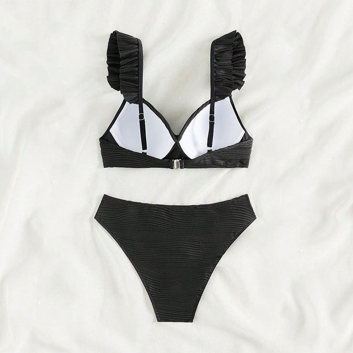 Women high waisted ruched bottom bikini set Lune London