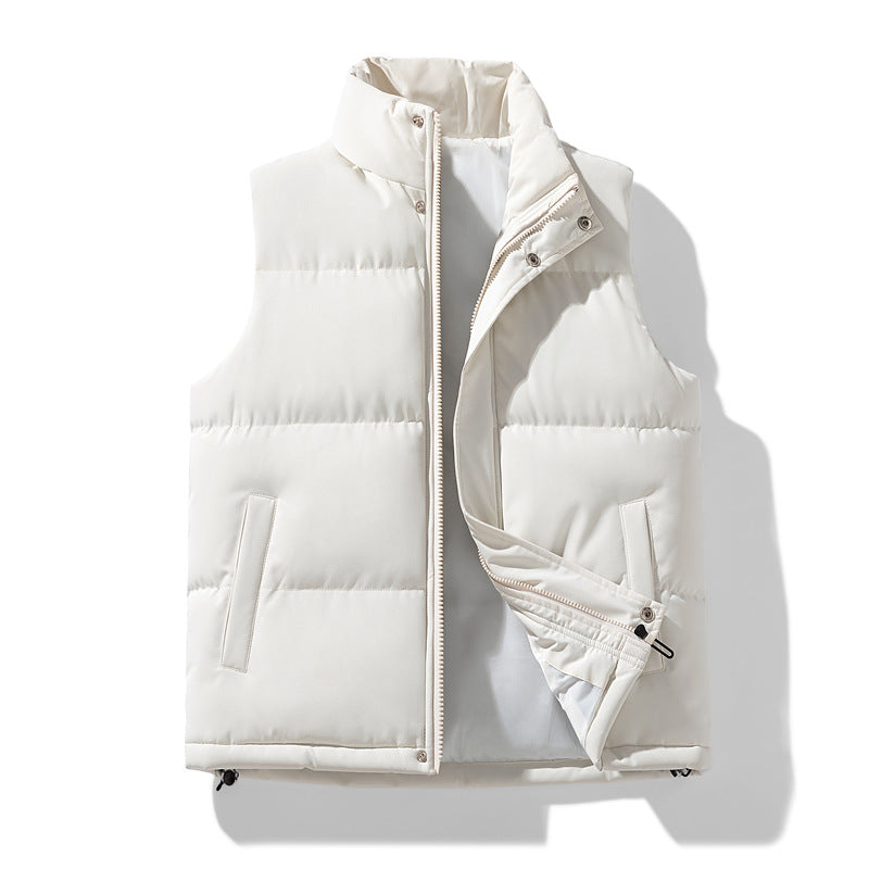 Men's Padded Quilted Vest with Stand-Up Collar and Two-Way Zipper Amarae