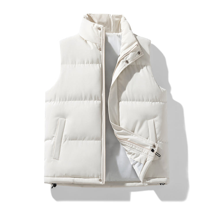 Men's Padded Quilted Vest with Stand-Up Collar and Two-Way Zipper Amarae
