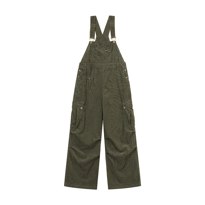 Women's Casual Corduroy Overalls with Wide Leg, Cargo Pockets and Adjustable Straps Amarae