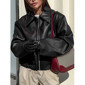 Leather jacket for women with oversized cut Amarae