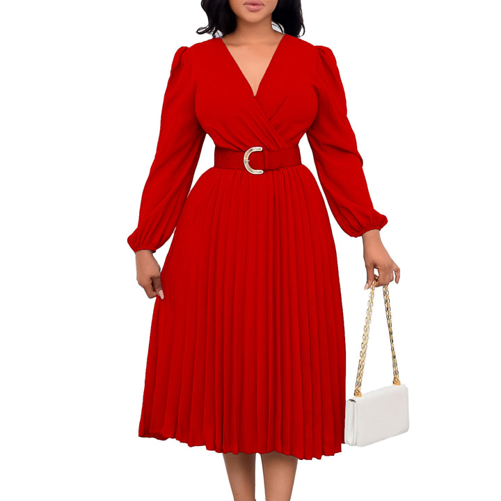 Wrap dress for women with elegant pleats and a fitted belt Lune London