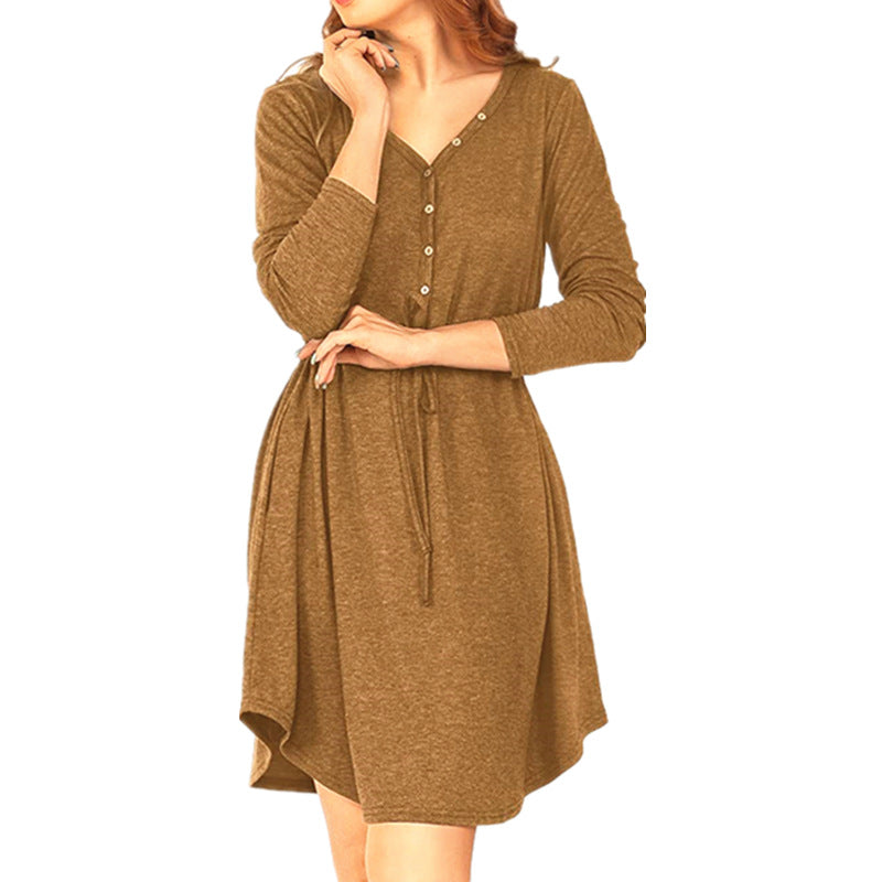 Casual wrap dress for women with button details and drawstring waist Lune London