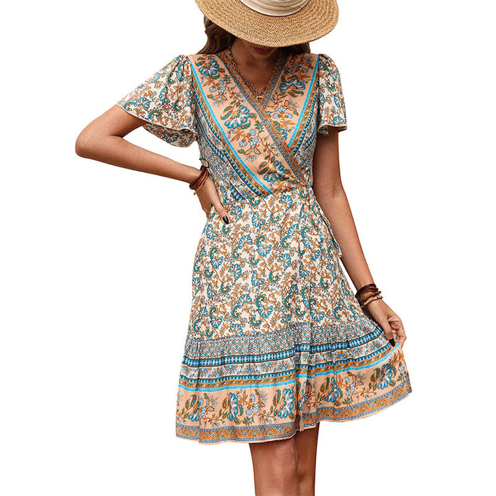 Lune London Floral Print Wrap Midi Dress for Women