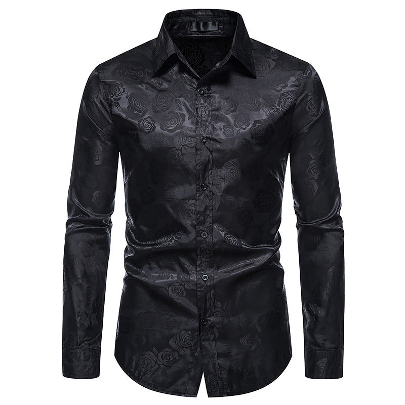 Men's Shirt with Floral Embossing and Elegant Sheen Lune London